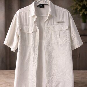 Field & Stream White Short Sleeve Fishing Shirt | Vented Back | Size Medium